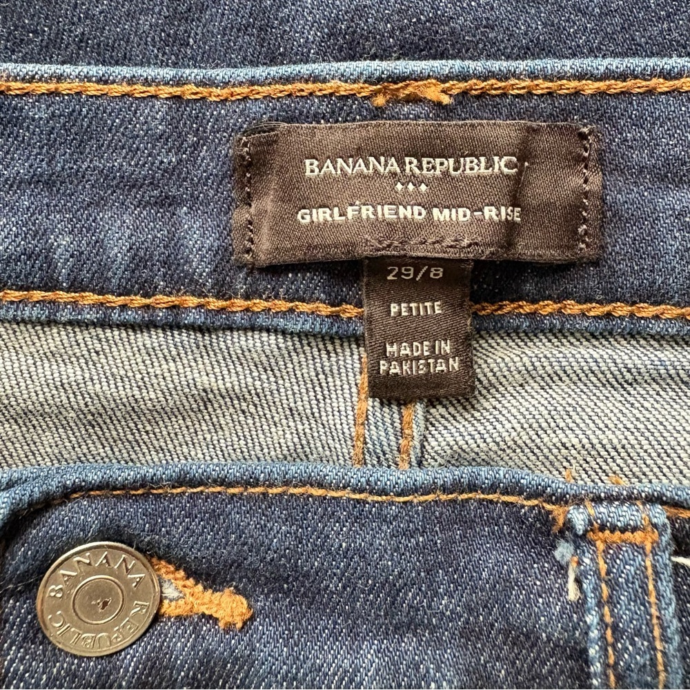 Banana Republic girlfriend jeans‎ womens size 29 / 8 dark wash preppy - Picture 3 of 8